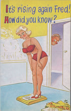Load image into Gallery viewer, Comic Postcard - Risque, Rude, Bathroom, Weighing Scales SW10657
