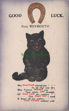 Dorset Postcard - Black Cat & Horseshoe, Good Luck From Weymouth SW10388