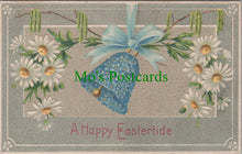 Load image into Gallery viewer, Embossed Greetings Postcard - A Happy Eastertide, Bell &amp; Flowers SW10414
