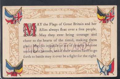 Military Postcard - May The Flags of Great Britain and Her Allies Float Over Free People, 1915 - Mo’s Postcards 