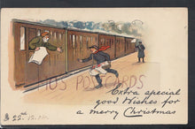 Load image into Gallery viewer, Greetings Postcard - Extra Special Good Wishes For a Merry Christmas - Artist Thackeray, 1904 - Mo’s Postcards 
