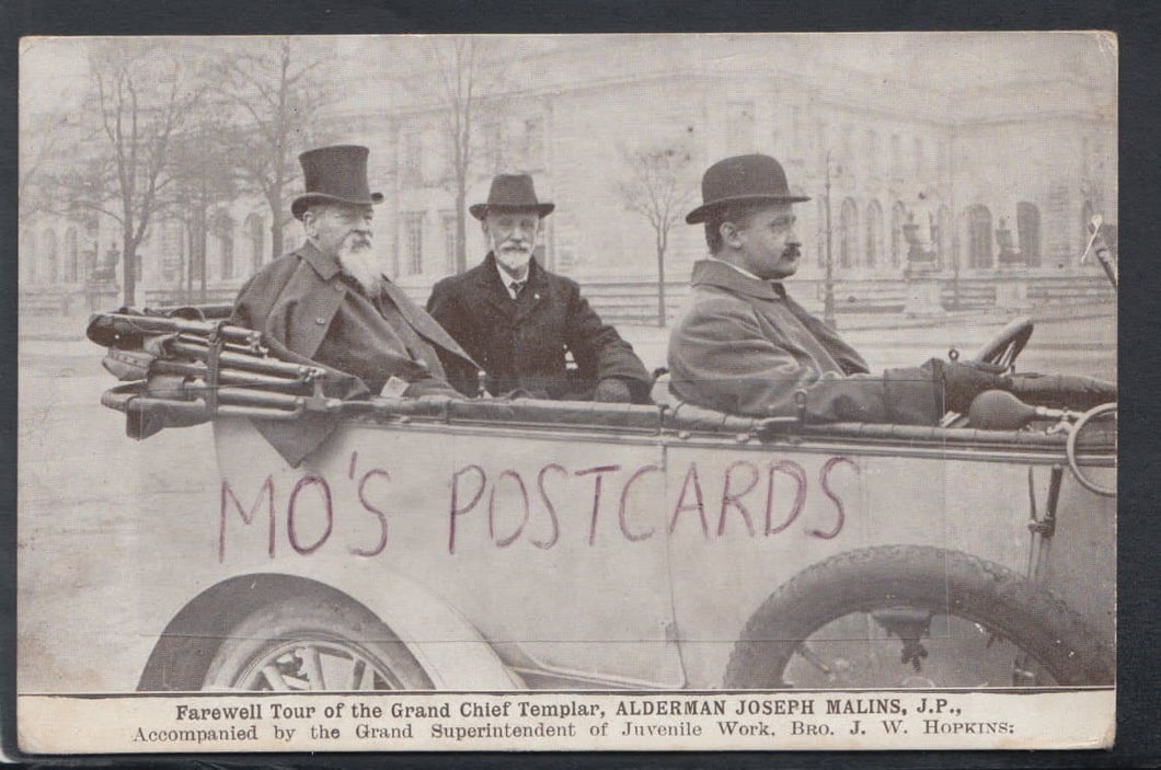 Society Postcard - Farewell Tour of The Grand Chief Templar, Alderman Joseph Malins, J.P - Mo’s Postcards 