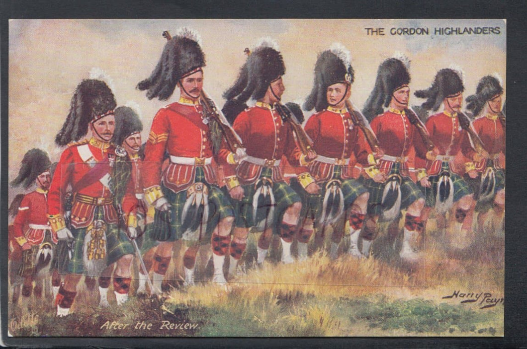Military Postcard - The Gordon Highlanders After The Review - Artist Harry Payne - Mo’s Postcards 