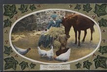 Load image into Gallery viewer, Farmyard Postcard - Animals - Child With Horse, Dog and Chickens - Mo’s Postcards 
