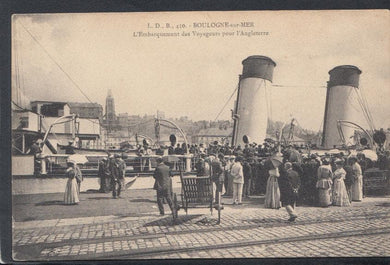 France Postcard - Boulogne-Sur-Mer - L'Embarquement Des Voyageurs Pour L'Angleterre, 1906 - Mo’s Postcards 