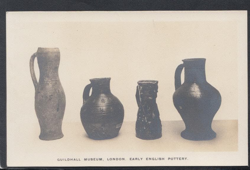 Museum Postcard - Guildhall Museum, London - Early English Pottery - Mo’s Postcards 