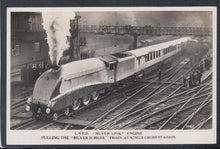Load image into Gallery viewer, Railway Postcard - Trains - L.N.E.R &quot;Silver Link&quot; Engine Pulling The &quot;Silver Jubilee&quot; Train at Kings Cross Station - Mo’s Postcards 
