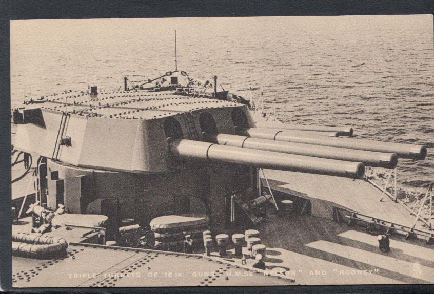 Military Postcard - Naval - Our Navy - Triple Turrets of 16in Guns, H.M.S's 