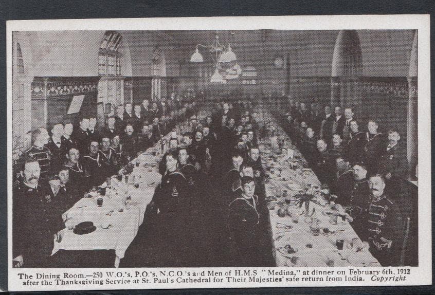 Military Postcard - Naval - The Dining Room - Sailors of H.M.S 