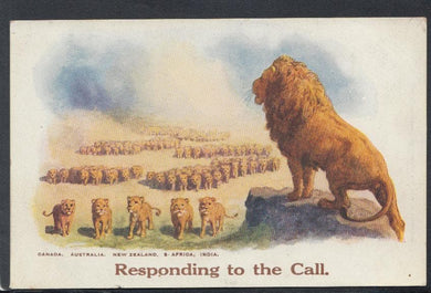 Military Postcard - Patriotic - Lions - Responding To The Call - Mo’s Postcards 