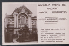 Load image into Gallery viewer, Advertising Postcard - Non-Slip Stone Co, Halifax - Avenue Wesleyan Church, Middlesborough - Mo’s Postcards 
