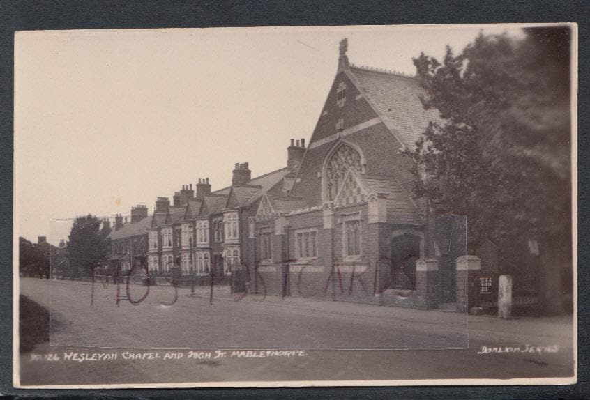 Lincolnshire Postcard - Wesleyan Chapel and High Street, Mablethorpe - Mo’s Postcards 