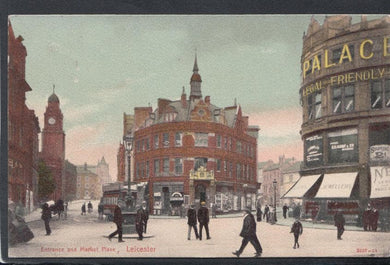 Leicestershire Postcard - Entrance and Market Place, Leicester, 1904 - Mo’s Postcards 