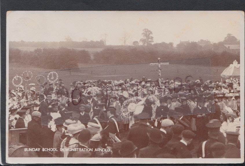 Nottinghamshire Postcard - Sunday School Demonstration, Arnold, 1907 - Mo’s Postcards 