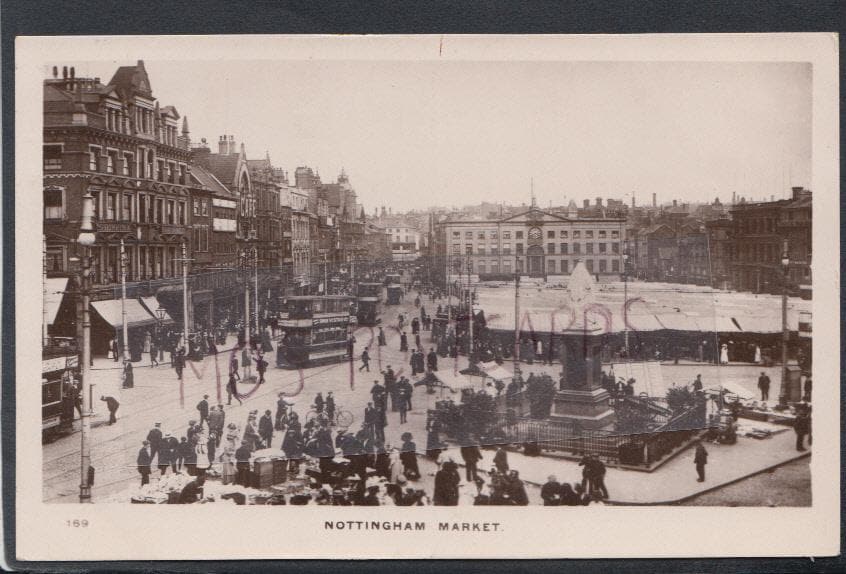 Nottinghamshire Postcard - Nottingham Market, 1912 - Mo’s Postcards 