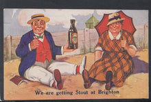 Load image into Gallery viewer, Comic Postcard - Brighton / Alcohol / Stout / Couple / Beach, 1921 - Mo’s Postcards 
