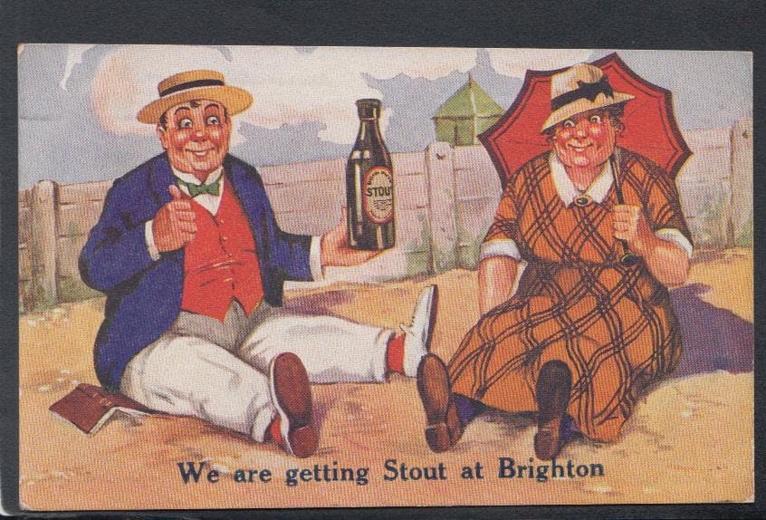 Comic Postcard - Brighton / Alcohol / Stout / Couple / Beach, 1921 - Mo’s Postcards 