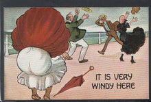 Load image into Gallery viewer, Comic Postcard - Seaside / Weather / Wind / Windy / Clothes - Mo’s Postcards 
