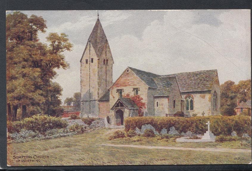 Sussex Postcard - Sompting Church, Near Worthing - Artist A.R.Quinton - Mo’s Postcards 