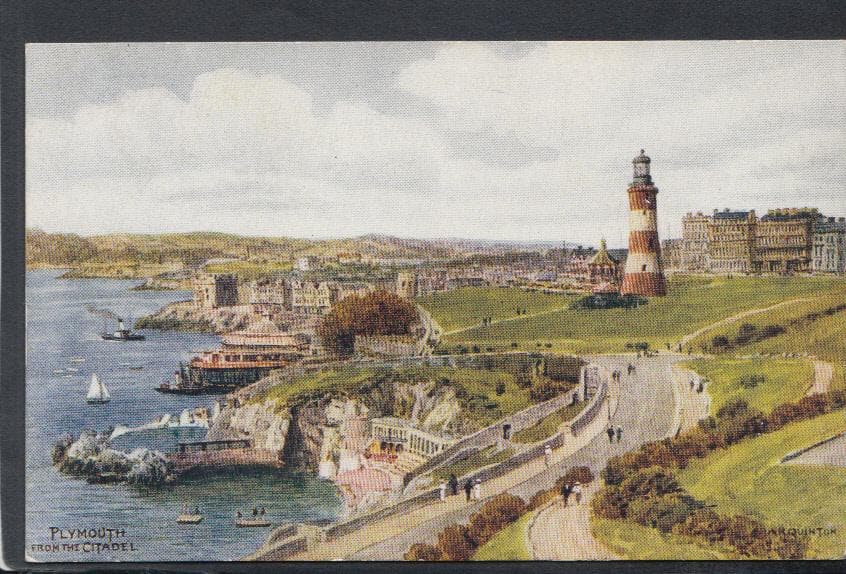 Devon Postcard - Plymouth From The Citadel - Artist A.R.Quinton - Mo’s Postcards 