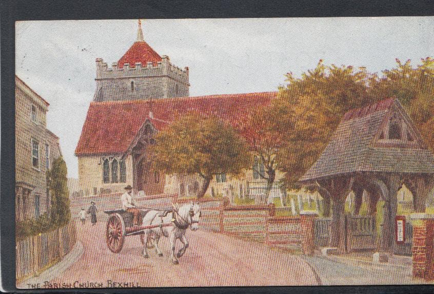 Sussex Postcard - The Parish Church, Bexhill - Artist A.R.Quinton, 1920 - Mo’s Postcards 