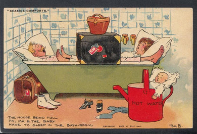 Comic Postcard - Family / Bath / Baby / Seaside Comforts - Artist Tom Browne - Mo’s Postcards 