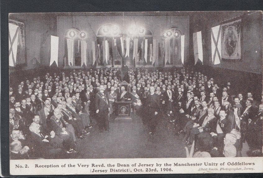 Channel Islands Postcard - Reception of The Very Revd, The Dean of Jersey By Manchester Unity of Oddfellows, 1906 - Mo’s Postcards 