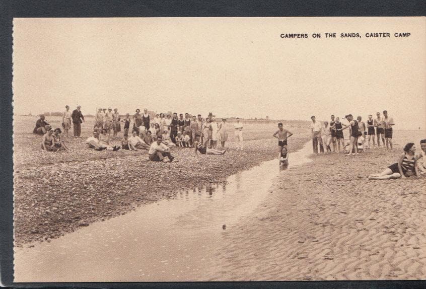 Norfolk Postcard - Campers on The Sands, Caister Camp - Mo’s Postcards 