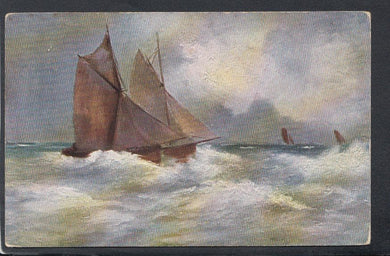 Shipping Postcard - Artist View of Sail Boats on a Rough Sea, 1906 - Mo’s Postcards 