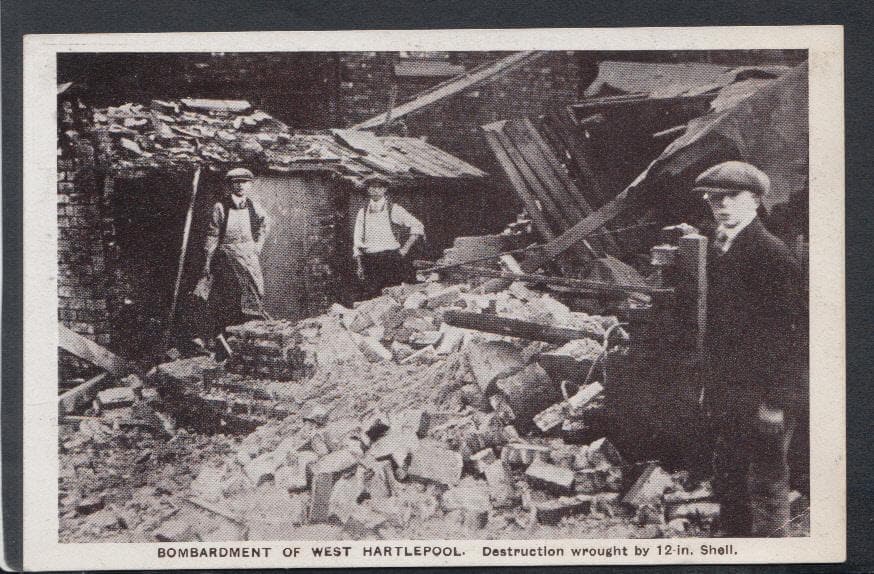 Co Durham Postcard - Bombardment of West Hartlepool - Destruction Wrought By 12 in Shell - Mo’s Postcards 