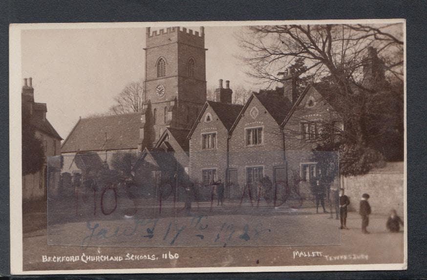 Gloucestershire Postcard - Beckford Church and Schools, 1928 - Mo’s Postcards 