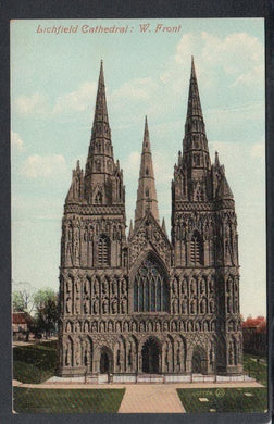 Staffordshire Postcard - Lichfield Cathedral: West Front - Mo’s Postcards 