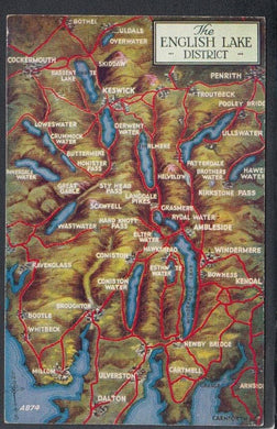 Map Postcard - Map Showing The English Lake District - Mo’s Postcards 