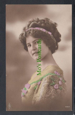 Glamour Postcard - Fashions - Young Lady Wearing a Beautiful Dress, 1914 - Mo’s Postcards 