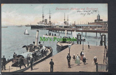 Hampshire Postcard - Portsmouth Harbour and Dockyard, 1907 - Mo’s Postcards 