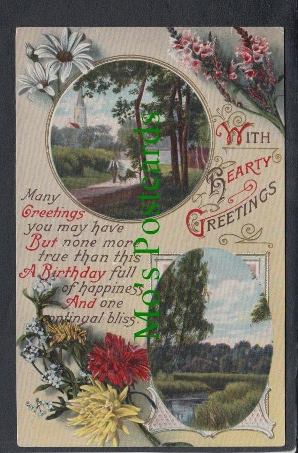 Greetings Postcard - With Hearty Birthday Greetings
