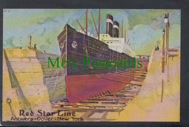 Shipping Postcard - Red Star Liner in Dry Dock