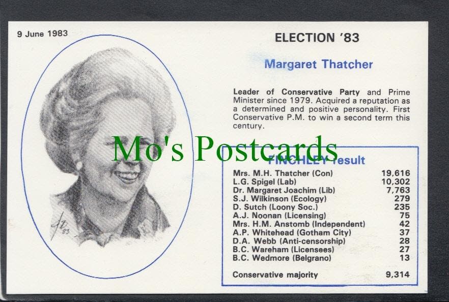 Politics Postcard - Margaret Thatcher, Election 1983