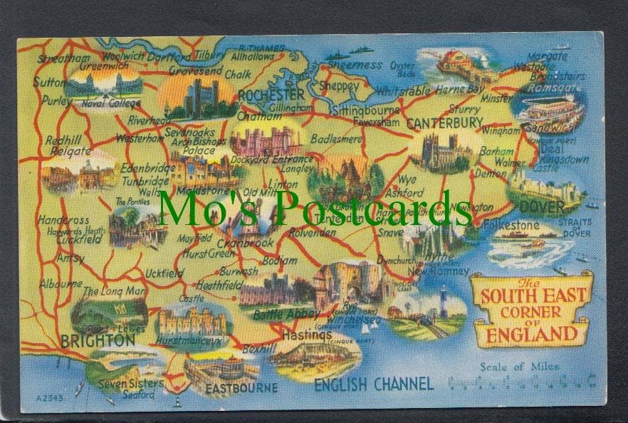 Map Postcard - The South East Corner of England