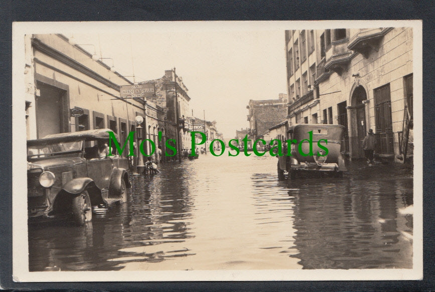 Unknown Location Postcard - Flooded Street Scene
