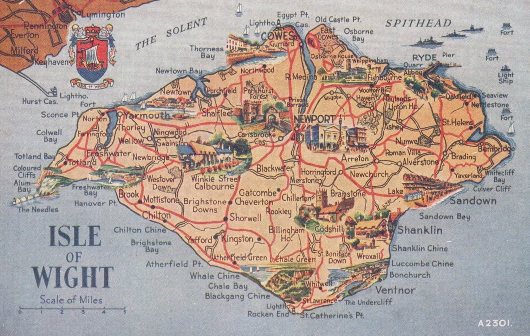 Map Postcard - Map Showing The Isle of Wight - Mo’s Postcards 