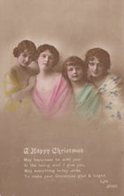 Load image into Gallery viewer, Greetings Postcard - A Happy Christmas - Group of Young Ladies - Mo’s Postcards 
