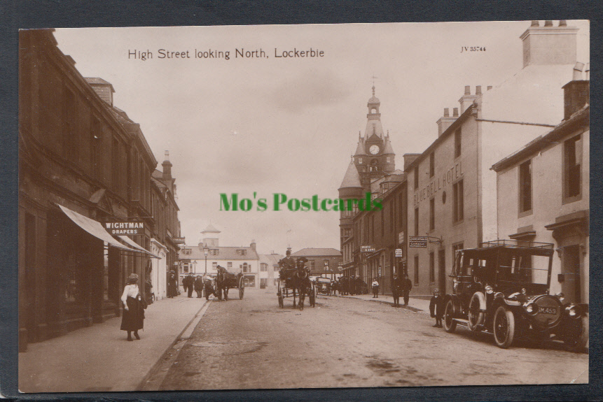 Scotland Postcard - High Street Looking North, Lockerbie, 1913 - Mo’s Postcards 