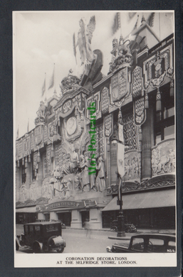 London Postcard - Coronation Decorations at The Selfridge Store - Mo’s Postcards 
