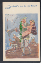 Load image into Gallery viewer, Comic Postcard - Mermaid / Fishing
