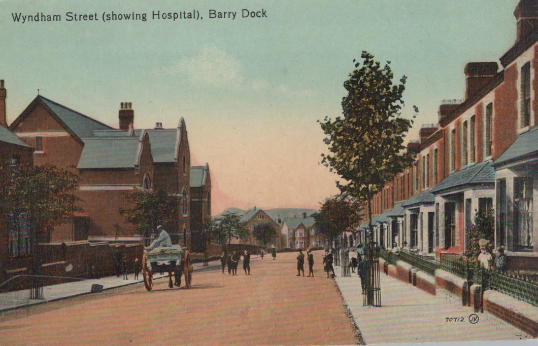 Wales Postcard - Wyndham Street (Showing Hospital), Barry Dock - Mo’s Postcards 