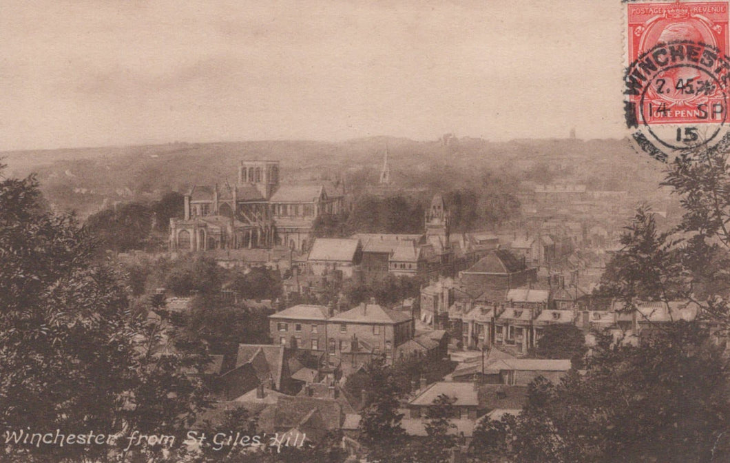 Hampshire Postcard - Winchester From St Giles' Hill, 1915 - Mo’s Postcards 
