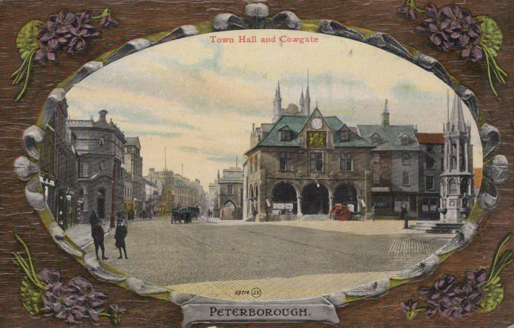 Cambridgeshire Postcard - Town Hall and Cowgate, Peterborough, 1912 - Mo’s Postcards 