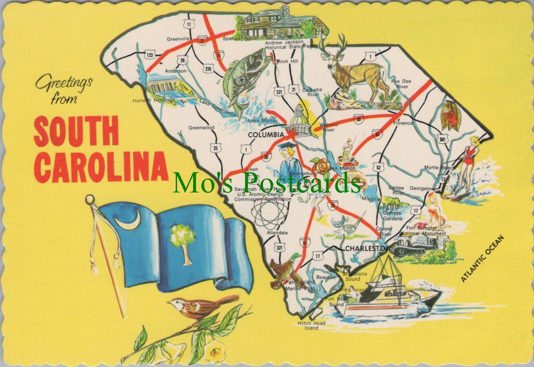 Map Postcard - Greetings From South Carolina