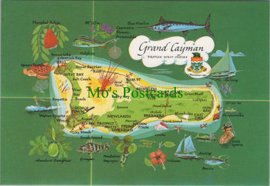 Map Postcard - Grand Cayman, British West Indies
